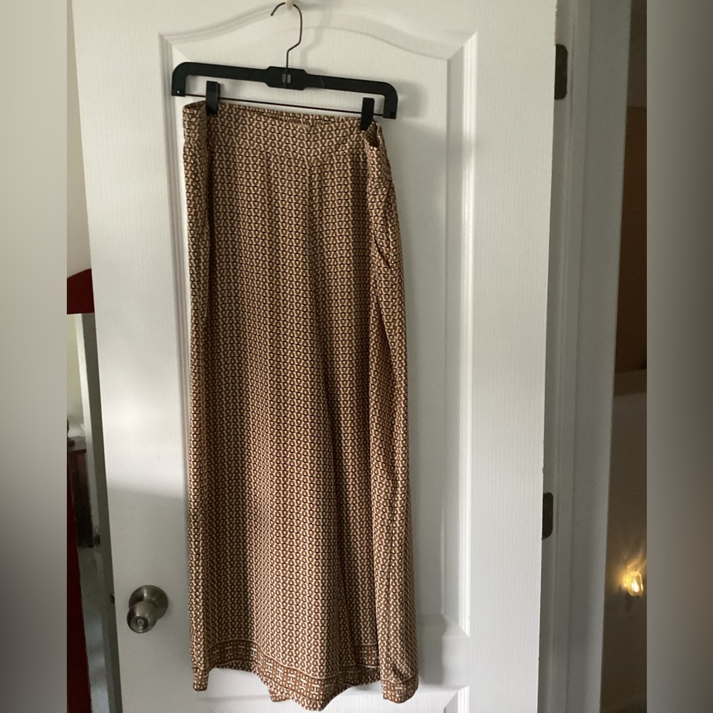 Max Studio Brown Geometric Wide Leg Pants